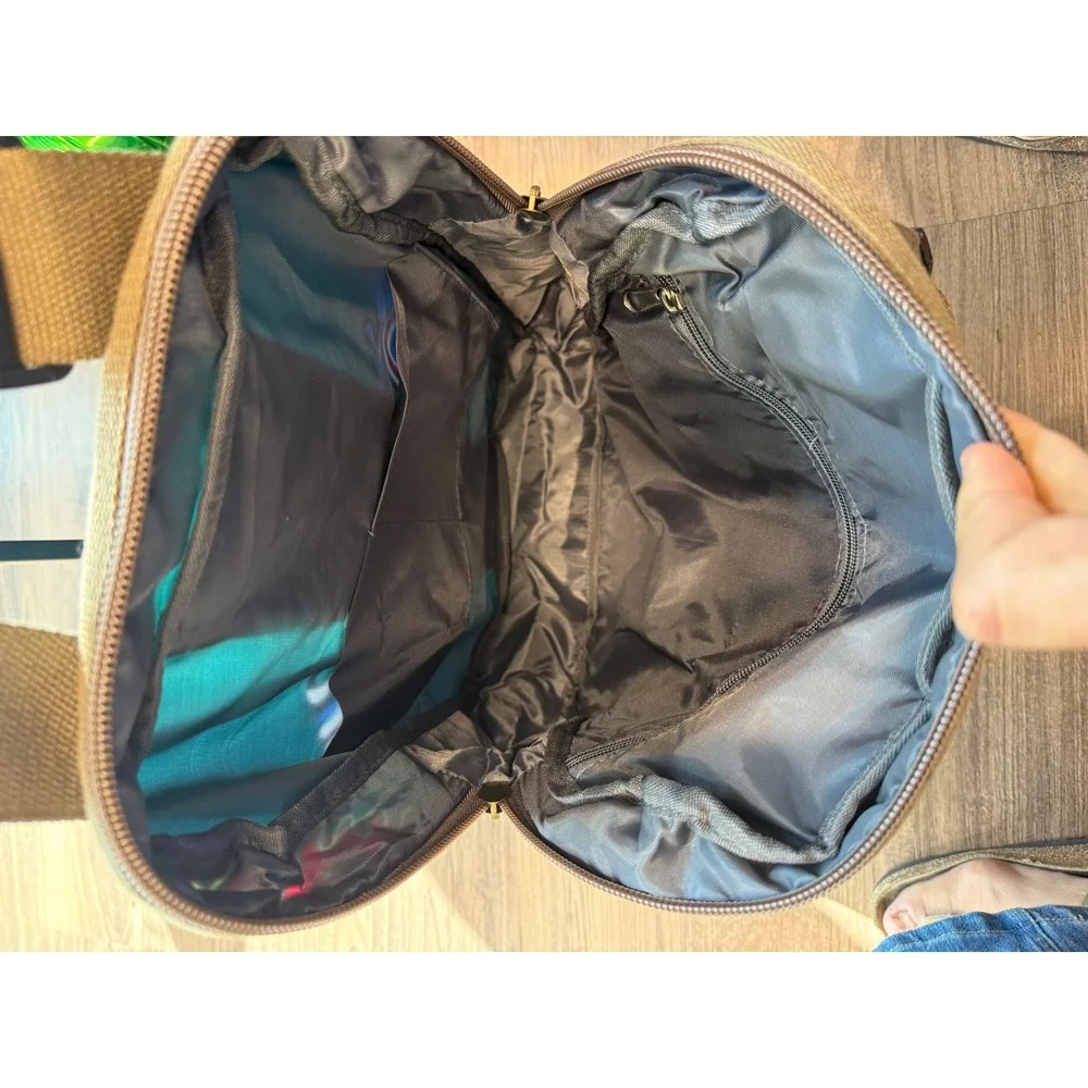 Meizhidao Teal Graphic Print Nylon Backpack Adjustable Straps Multi Color Bag